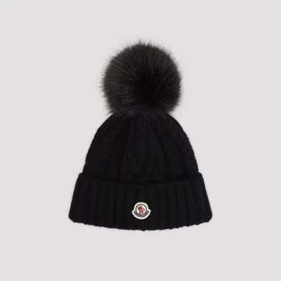 Moncler Women's Knit Beanie With Pom Pom In Black