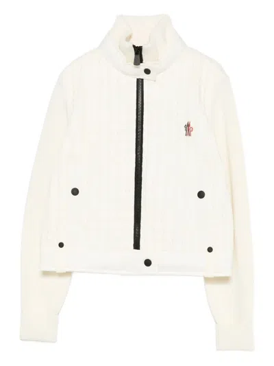 Moncler Women's Knit Ski Jacket With Zip Closure And Embroidered Logo In Neutral