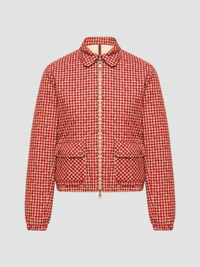 Moncler Lanset Packable Short Down Shirt Jacket In Red