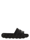 Moncler Quilted Rubber Sole Open Toe Slides In Black