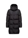Moncler Litte Square-quilted Hooded Long Down Jacket In Black