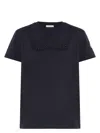Moncler Biologic Cotton T-shirt With Embroidered Logo In Multi