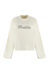 Moncler Logo-embroidered Cotton Sweatshirt In White