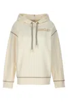 Moncler Logo-embroidered Hoodie In White