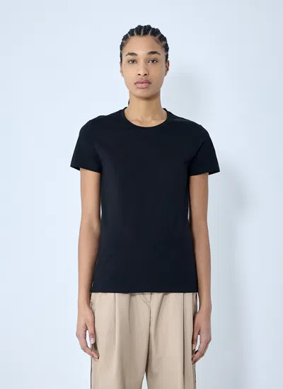 Moncler Crochet-accent Cotton T-shirt In Black