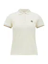 Moncler Women Logo Patch Cotton Piquet Polo Shirt White