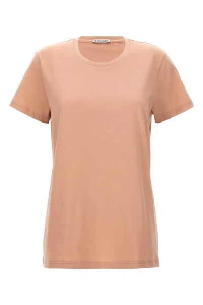 Moncler Women Logo Patch T-shirt In Pink