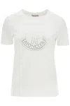 Moncler White T-shirt With Rhinestone Logo In Cotton Woman In Bianco