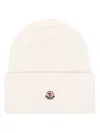 Moncler Women Logo Wool Beanie In Neutral