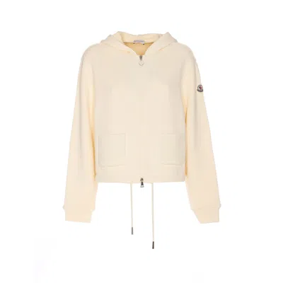 Moncler Women Logo Zip Cardigan In White
