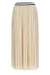 Moncler Georgette Pleated Midi Skirt In White