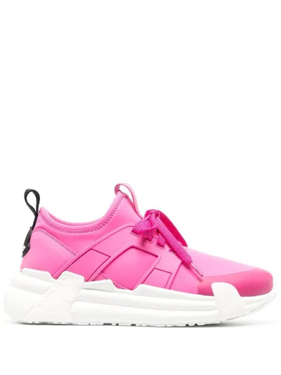 Moncler Women's Lunarove Neoprene Low-top Sneakers In Fuchsia