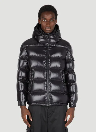 Moncler Women Black Maire Hooded Short Down Jacket In Yellow