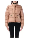 Moncler Down Jacket With Detachable Sleeves And Pull-out Hood In Pink