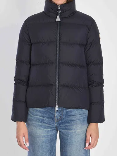 Moncler Puffer Jacket With High Collar And Pockets In Black