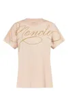 Moncler Embroidered Cursive-logo T-shirt In Lightpink
