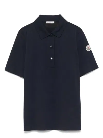 MONCLER WOMEN'S MC POLO SHIRT WITH SHOULDER LOGO PATCH
