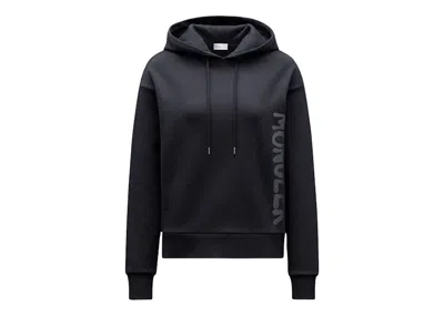 Pre-owned Moncler Women's Metallic Spray Effect Logo Print Hoodie In Black