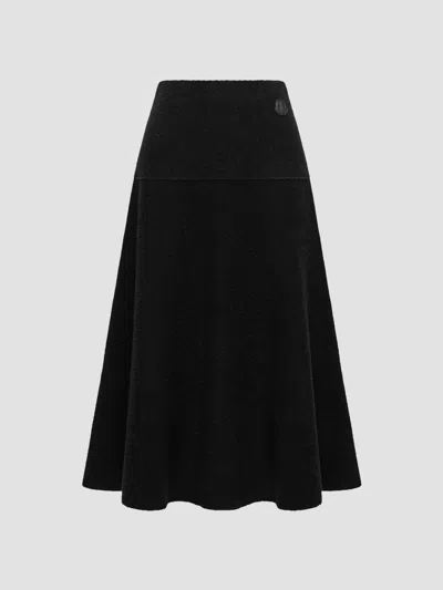Moncler Women's Midi Skirt In Bouclé Wool Blend In Black
