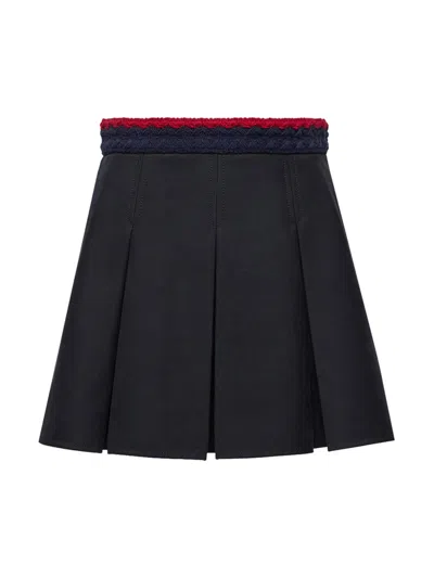 Moncler Women's Mini Skirt In Cotton Gabardine In Blue