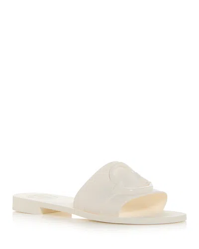 Moncler Flat Rubber Sole Slides In White