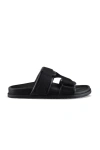 Moncler Mon Summer Leather Sandals With Nylon Details In Black