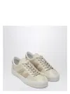 Moncler Monaco Leather Low-top Sneakers In Beige
