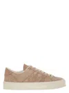 Moncler Monaco Suede Low-top Sneakers In Brown
