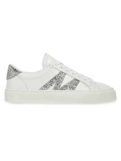 Moncler Women's Monaco2 Sneakers In Leather In White