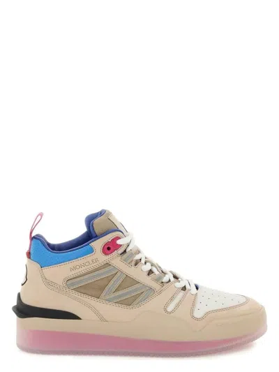 Moncler Women's  High Top Sneakers, Pivot Multicolor Model. Nubuck, Leather And Reflective Ripstop Up