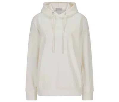 Pre-owned Moncler Women's  Logo Hoodie In White/creme