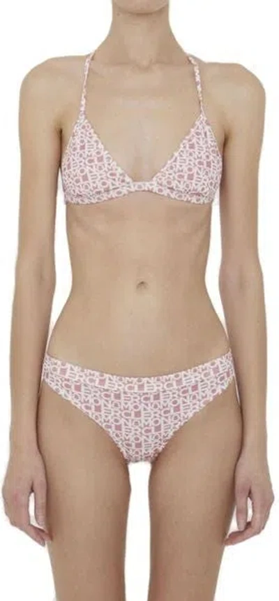 Moncler All-over Logo Bikini Set In Pink