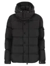 Moncler Long Little Down Jacket With Square Quilting And Hood In Black