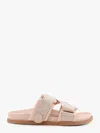 Moncler Women Mon Summer Leather Sandals With Nylon Details In Pink