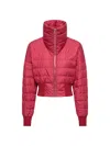 Moncler Short Jacket High Collar Quilted Ribbed Finishes In Pink