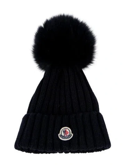 Pre-owned Moncler Women's  Wool Knit Beanie In Blue