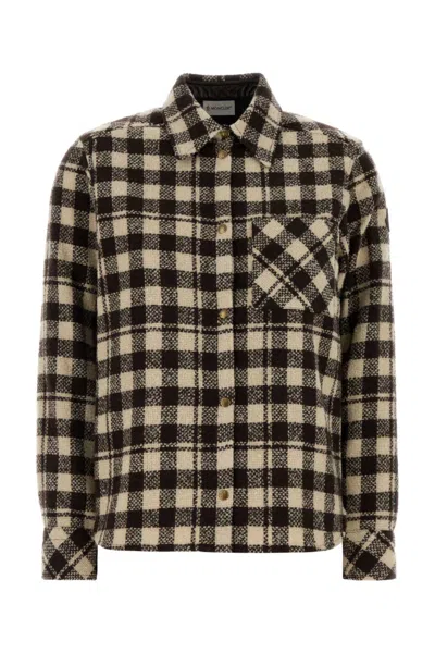 Moncler Women Multicolor Regular Checks Shirt In Brown
