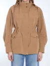 Moncler High-necked Long-sleeved Parka Coat In Cream