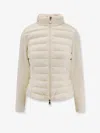 Moncler Women Nylon Down Jacket With Virgin Wool Inserts In White