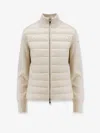 Moncler Women Nylon Down Jacket With Virgin Wool Inserts In Neutral