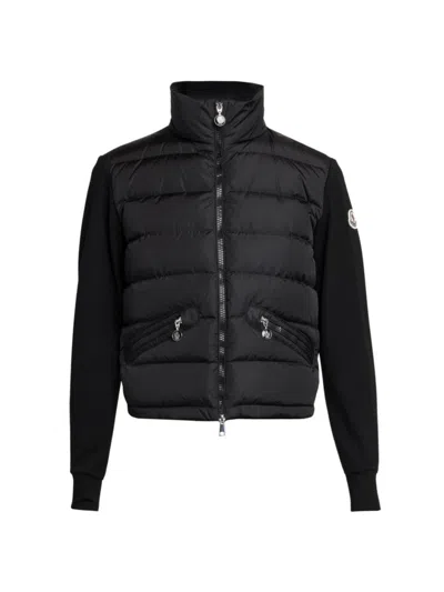 Moncler Women's Nylon Down Zip-up Cardigan In Black