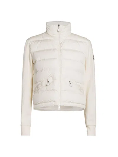 Moncler Cardigan With Padded Front Panel In White