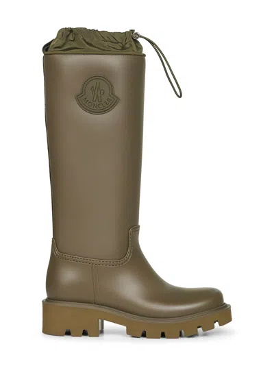 Moncler Women Olive Green Kickstream High Rain Boots In Multi