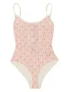 Moncler Women One Piece Swimsuit With Logo In Pink