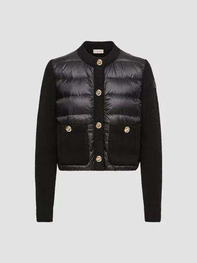 Moncler Women's Padded Cardigan In Wool Blend In Black