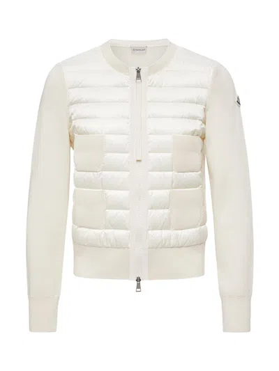 Moncler Wool Zip Up Jacket Padded Front In White
