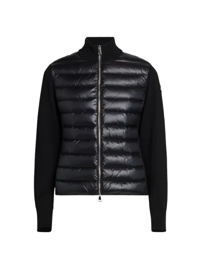 MONCLER WOMEN'S PADDED DOWN KNIT WOOL CARDIGAN