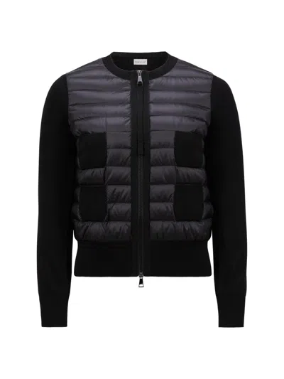 Moncler Women's Padded Down Knit Zip Up Cardigan In Black