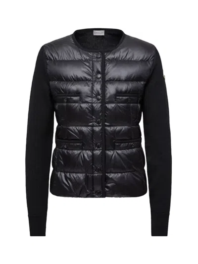 Moncler Women Padded Wool Cardigan Black