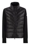 Moncler Puffer Wool Cardigan With High Collar In Black